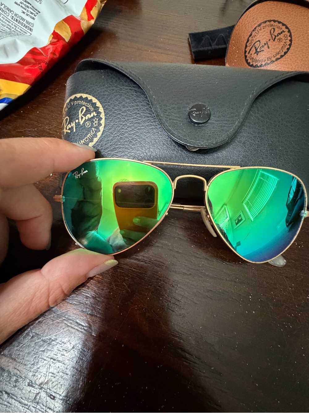 Ray-Ban Gold Frame Aviator 🕶️ w/ Green Mirrored Lenses